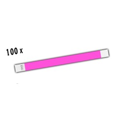 100 BRACCIALETTI IDENTIFICATIVI TYVEK MONOUSO ROSA FLUO 1,9 cm