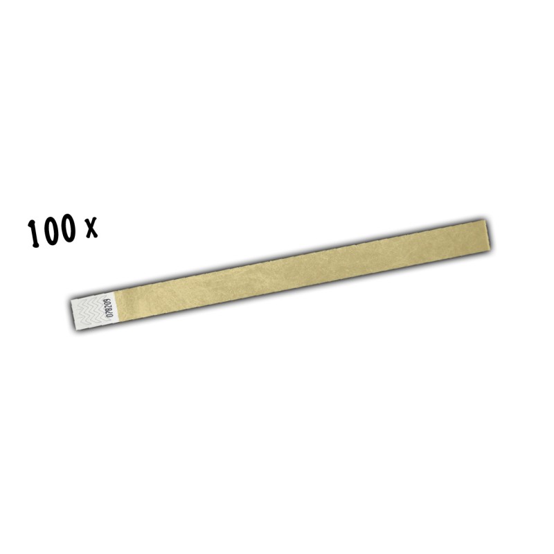 100 BRACCIALETTI IDENTIFICATIVI TYVEK MONOUSO ORO 1,9 cm