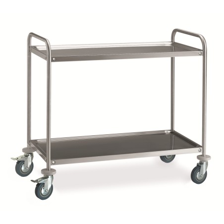 CARRELLO DA SERVIZIO CUCINA INOX 2 RIPIANI 85x50 cm