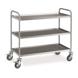 CARRELLO DA SERVIZIO CUCINA INOX 3 RIPIANI 85x50 cm